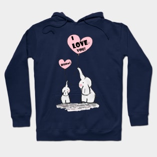 Cute Elephants I Love You Blob Pink Heart Balloons Hoodie